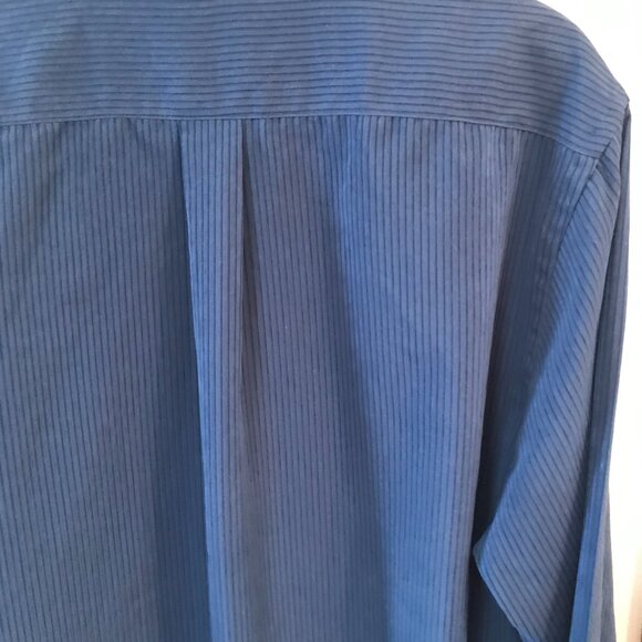 Croft & Barrow Soft Button-Down Shirt: Long Sleeves Navy Black Pinstripe, XL - Picture 7 of 9